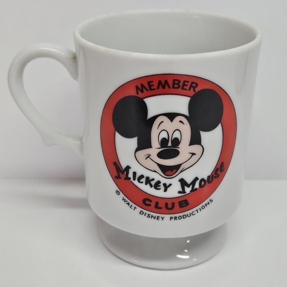 VINTAGE Mickey Mouse Club Member Footed Mug Cup Walt Disney Productions Japan
